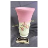 Fenton Burmese hand painted vase roses artist