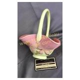 Fenton Burmese dogwood basket hand painted artist