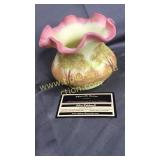 Fenton Burmese tree scene rose vase hand painted