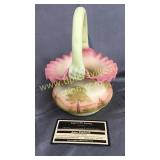 Burmese Fenton tree scene basket hand painted