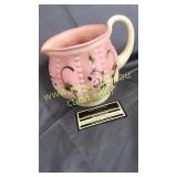 Fenton Burmese rose with gold accent beaded squat