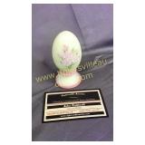 Fenton Burmese egg pink flowers hand painted