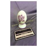 Fenton Burmese egg purple flower hand painted