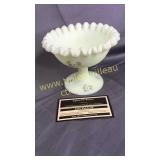 Fenton satin custard candy stand hand painted