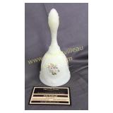 Fenton satin custard bell hand painted artist