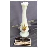 Fenton satin custard chocolate roses bud vase