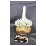 Fenton custard satin glass basket with