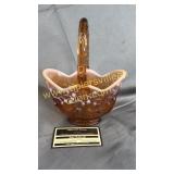 Fenton lily of the valley opalescent cameo basket