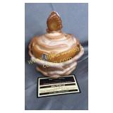 Fenton cabbage butterfly candy dish slag brown