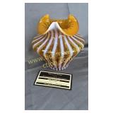 Fenton amber opalescent optic stripe vase