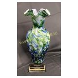 Fenton tall blue green adventurine ruffled vase