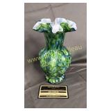 Fenton blue green adventurine melon vase