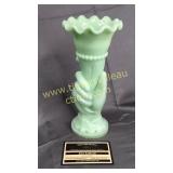 Jadeite cornucopia hand vase
