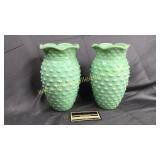 Pair of L.E. Smith jadeite hobnail vases sold 2x
