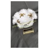 Fenton silver crest stand with gold roses