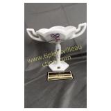 Westmoreland milk glass candy stand roses and