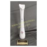 Westmoreland milk glass hand painted pulled vase