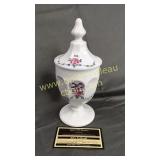 Milk glass candy dish roses and bows