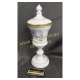 Milk glass diamond point roses and bows tall