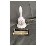 Milk glass bell hand painted artist signed