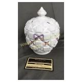 Westmoreland milk glass quilt pattern candy dish