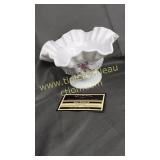 Westmoreland milk glass candy dish grape pattern