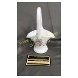 Westmoreland milk glass small basket hand painted