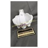 Westmoreland milk glass hand painted flower