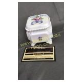 Westmoreland iridescent milk glass trinket box