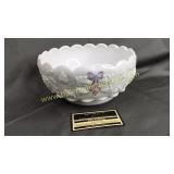 Westmoreland milk glass bowl hand painted roses