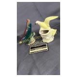 2 old pottery birds
