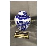 Small blue and white ginger jar