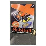 Modern embossed Mobiloil metal sign