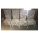 Set of four rustic style wood and wicker side