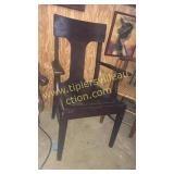 Antique "T" back oak arm chair