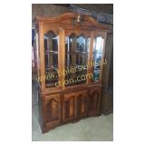 Modern cherry finish 2pc China cabinet no shelves