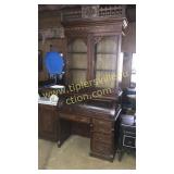 Victorian cylinder roll secretary with bookcase