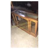 Oak display cabinet with glass top