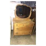 Rare birds eye maple dresser with cherub pulls