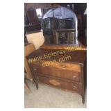 Walnut dresser and mirror
