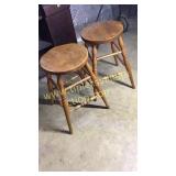 Pair of oak stools
