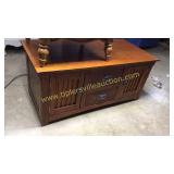 Oak finish coffee table with drawers