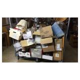 Cart of box lots, glassware, silver plate,