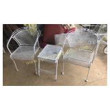 2 wrought iron chairs 1 wrought iron spring