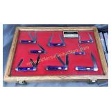 Collection of 8 case blue heart grain handle