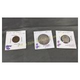 1905 barber half dollar, 1883 V nickel and 1858