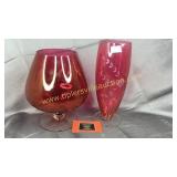 2 cranberry vases