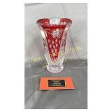 German cranberry to clear crystal vase