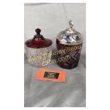 Cranberry to clear jam jar and sugar bowl with