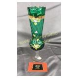 Emerald hand blown glass hand painted